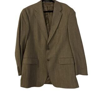 Vtg Polo University Club Ralph Lauren Plaid Wool Blazer Size 43 T Brown Tweed